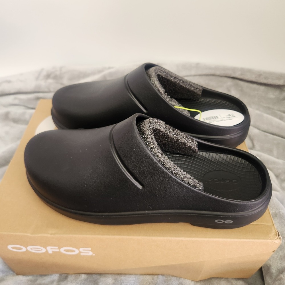 Oofos OOCloog Black Recovery Clog Unisex Men 9 Women 11 Slip On Shoes New